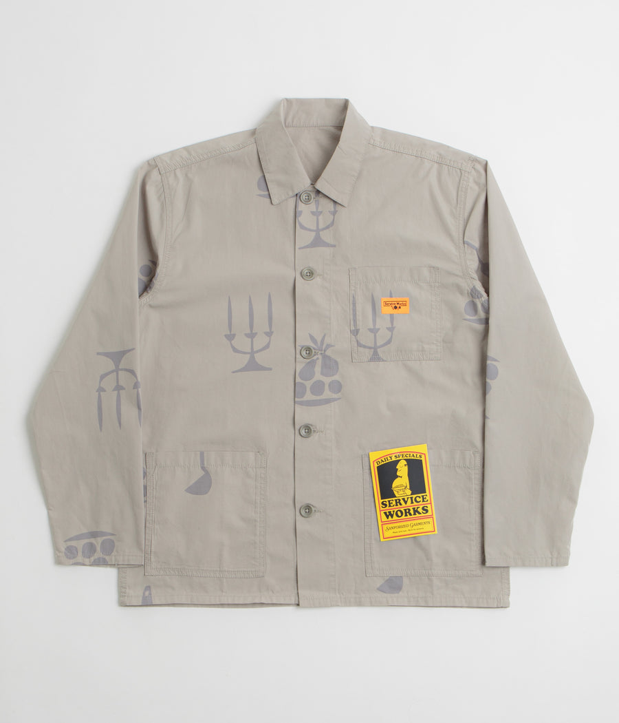 Service Works Poplin Printed Chore Shirt in Stone