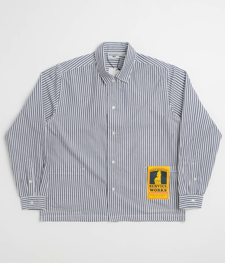 Service Works Poplin Stripe Waiter Shirt - Royal