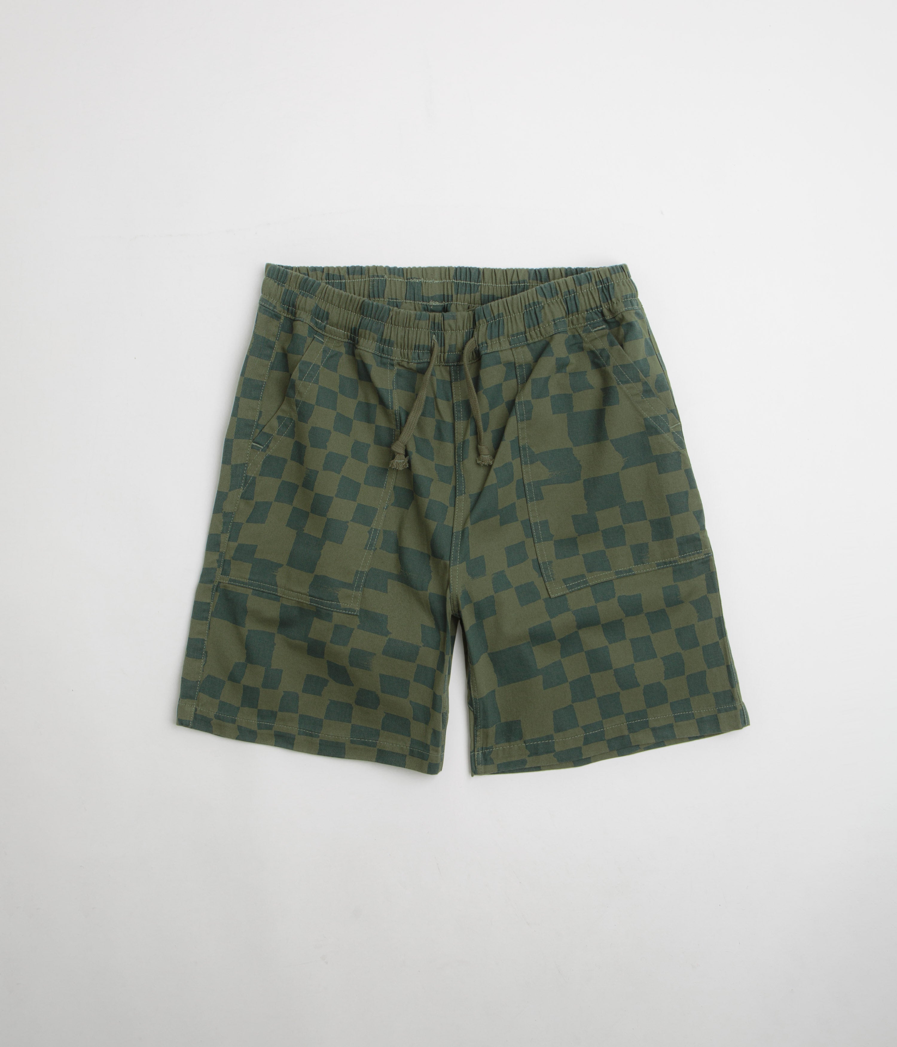 Service Works Printed Chef Shorts in Olive Checker