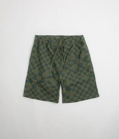 Service Works Printed Chef Shorts in Olive Checker