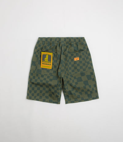 Service Works Printed Chef Shorts in Olive Checker