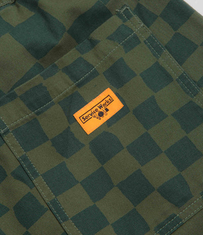Service Works Printed Chef Shorts in Olive Checker