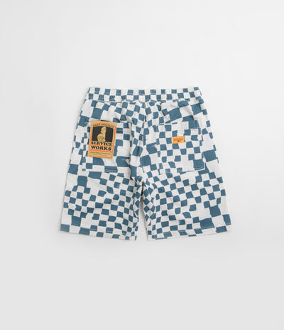 Service Works Printed Chef Shorts in Teal Checker