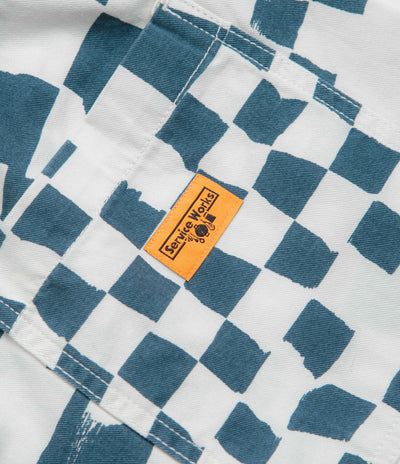Service Works Printed Chef Shorts in Teal Checker