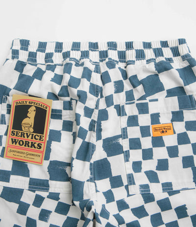 Service Works Printed Chef Shorts in Teal Checker