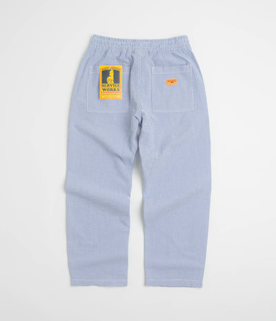 Service Works Seersucker Chef Pants in Navy Stripe