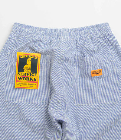 Service Works Seersucker Chef Shorts - Navy Stripe