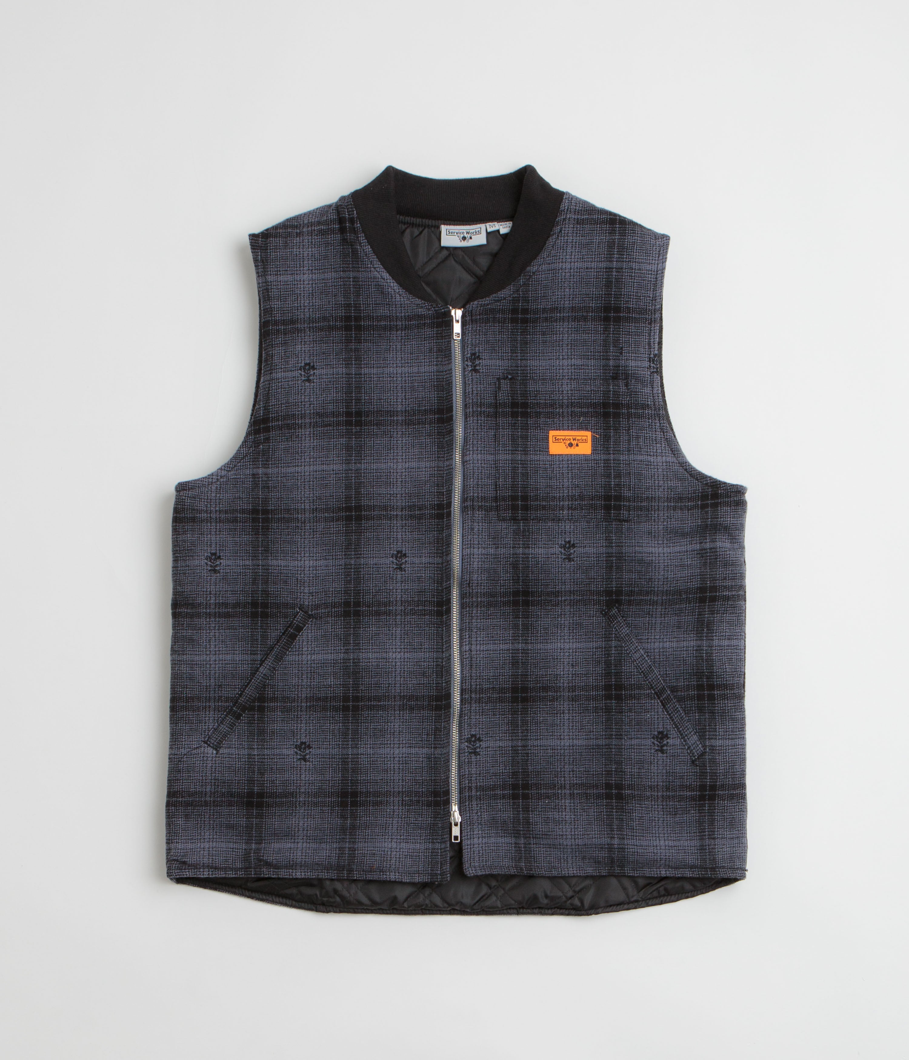 Service Works Thistle Plaid Work Vest in Black