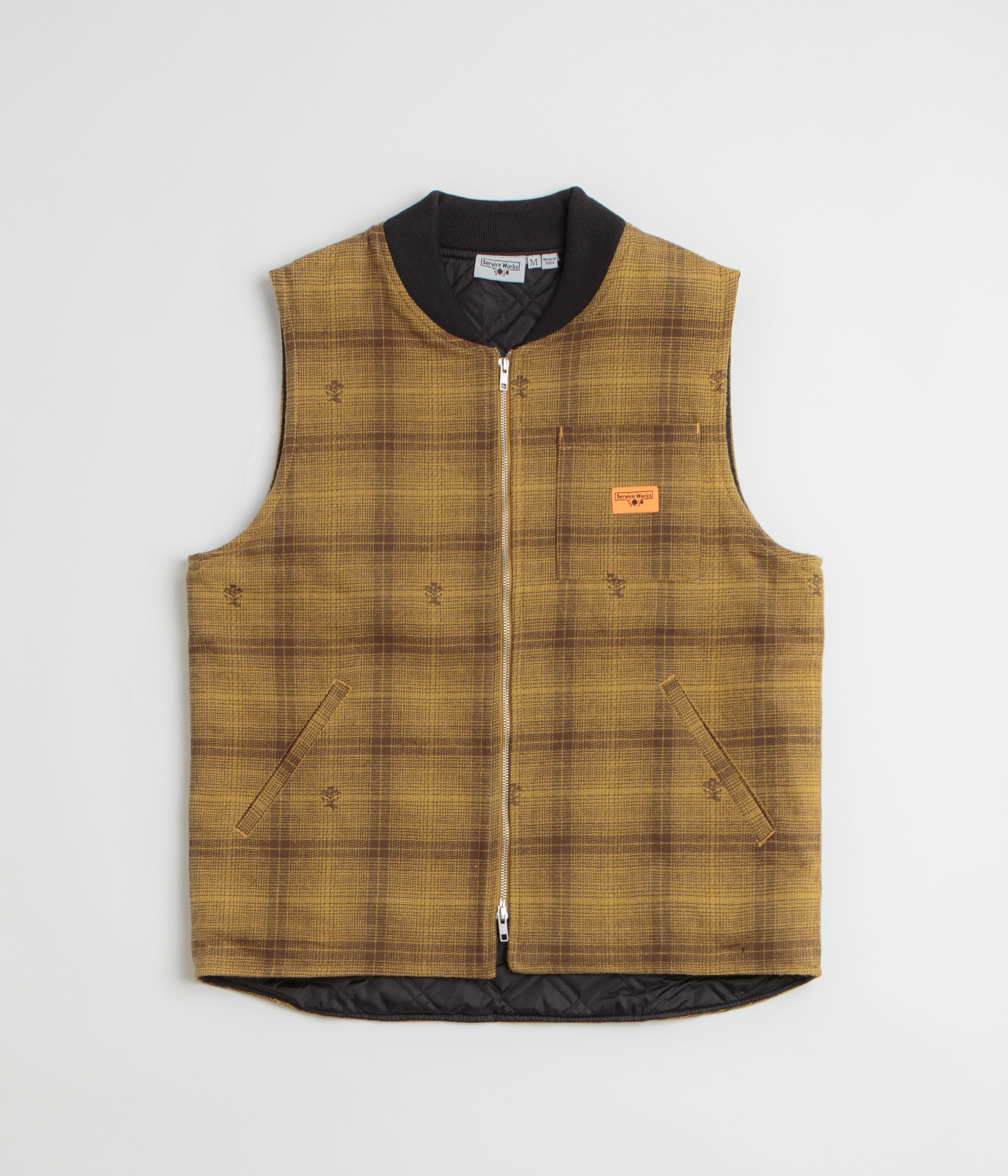Service Works Thistle Plaid Work Vest in Ochre