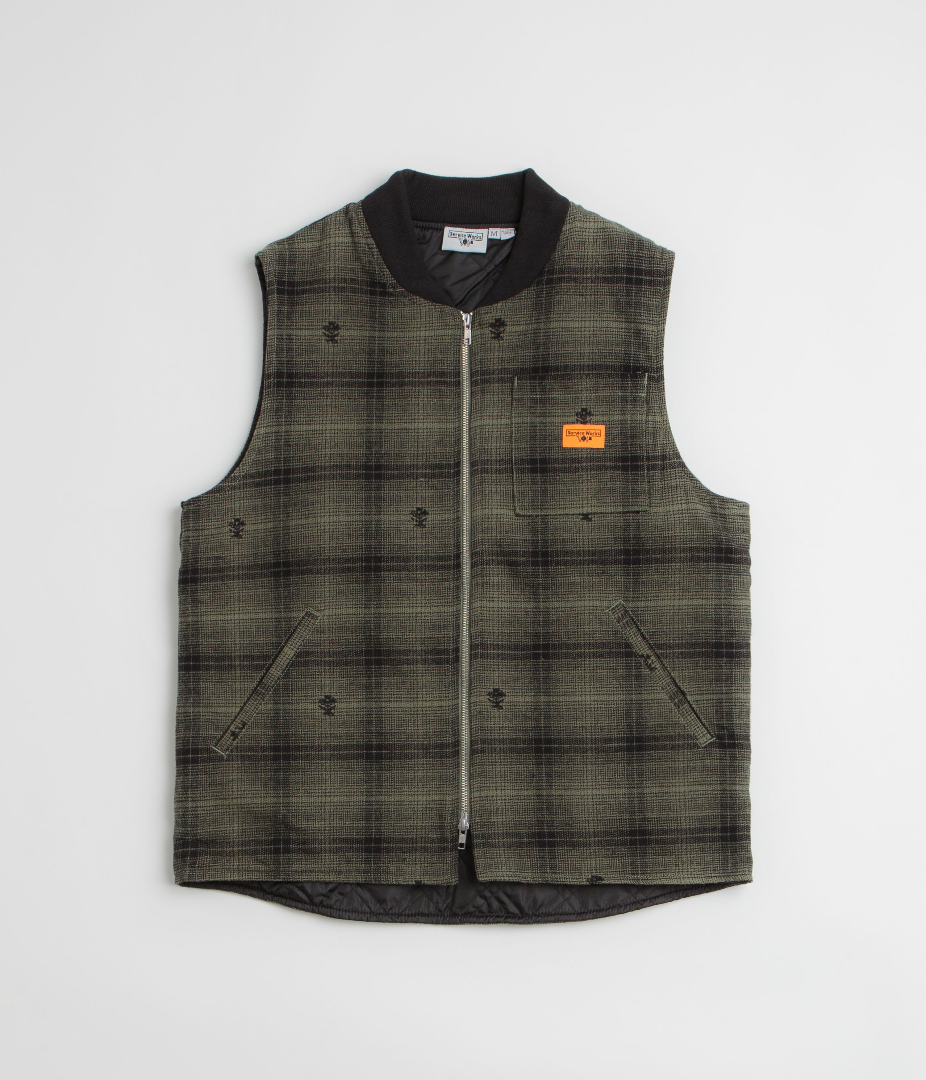 Service Works Thistle Plaid Work Vest in Olive