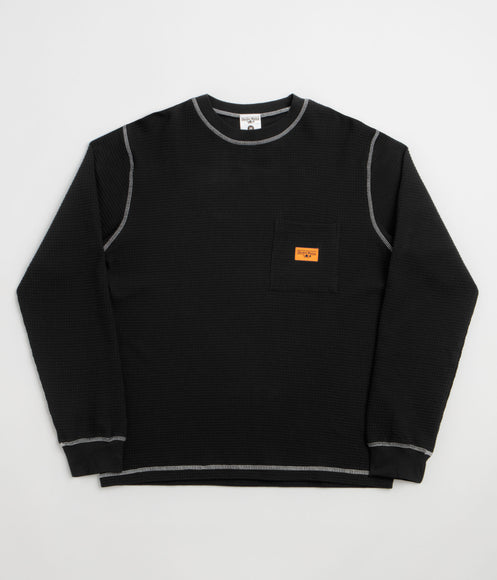 Service Works Waffle Contrast Thermal Long Sleeve T-Shirt - Black / White