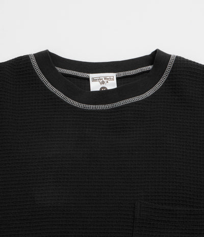 Service Works Waffle Contrast Thermal Long Sleeve T-Shirt - Black / White