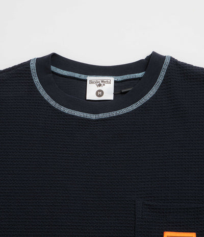 Service Works Waffle Contrast Thermal Long Sleeve T-Shirt - Navy / Blue