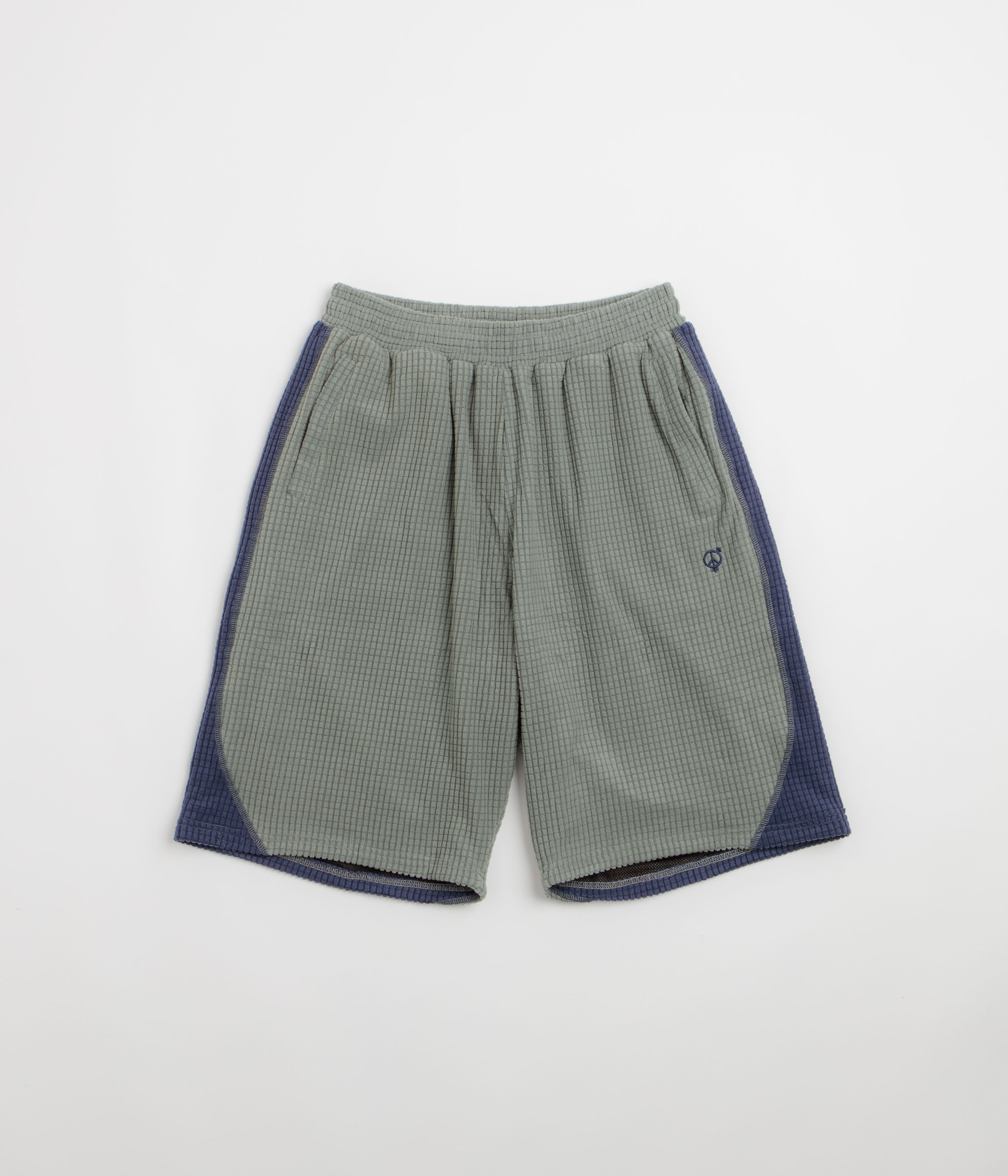 Sexhippies Grid Fleece Shorts - Sage / Navy