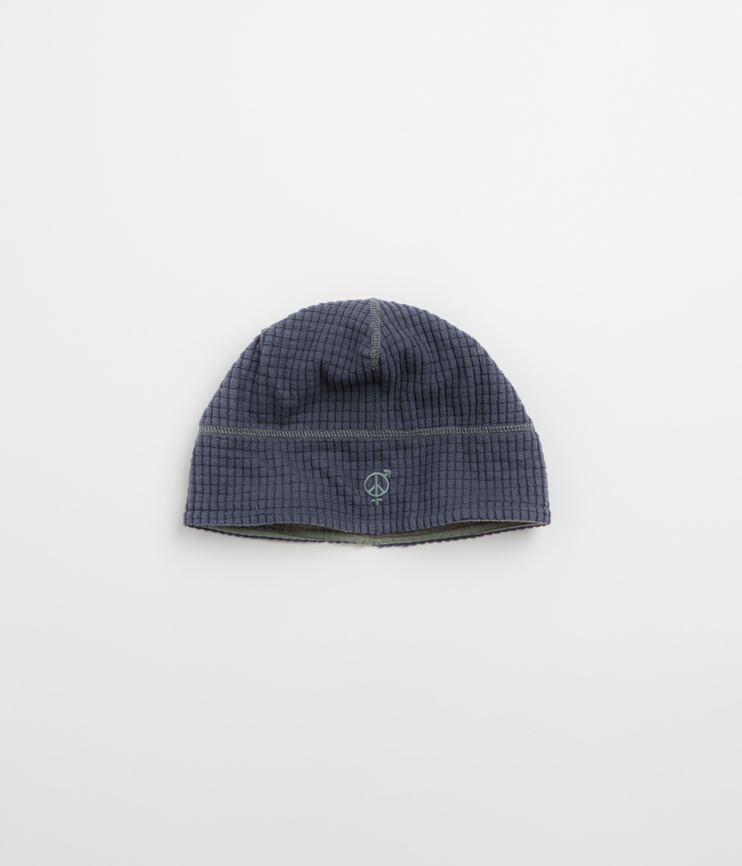 Sexhippies Reversible Grid Fleece Beanie - Navy / Sage