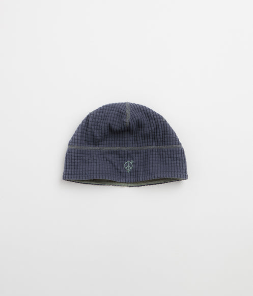 Sexhippies Reversible Grid Fleece Beanie - Navy / Sage