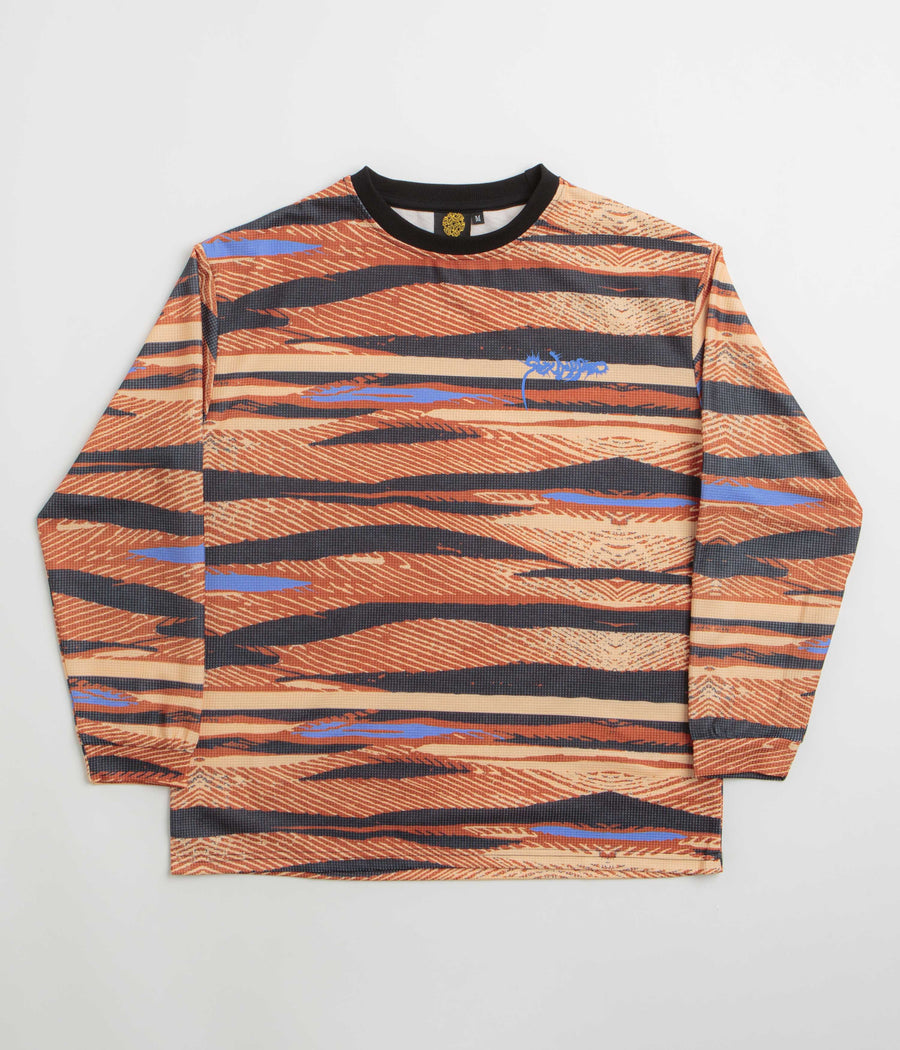 Sexhippies Sublimated Thermal Long Sleeve T-Shirt in Tan and Black