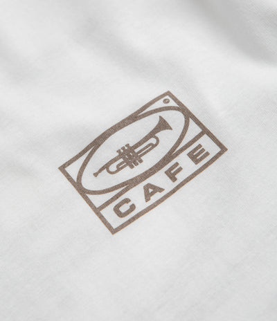 Skateboard Cafe 45 T-Shirt in White and Coffee