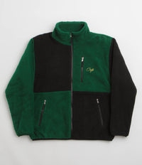 Skateboard Cafe Check Full Zip Fleece in Forest Green and Black /Gold