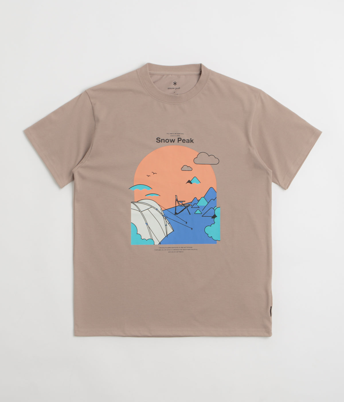 Snow Peak Camping Graphic T-Shirt in Beige