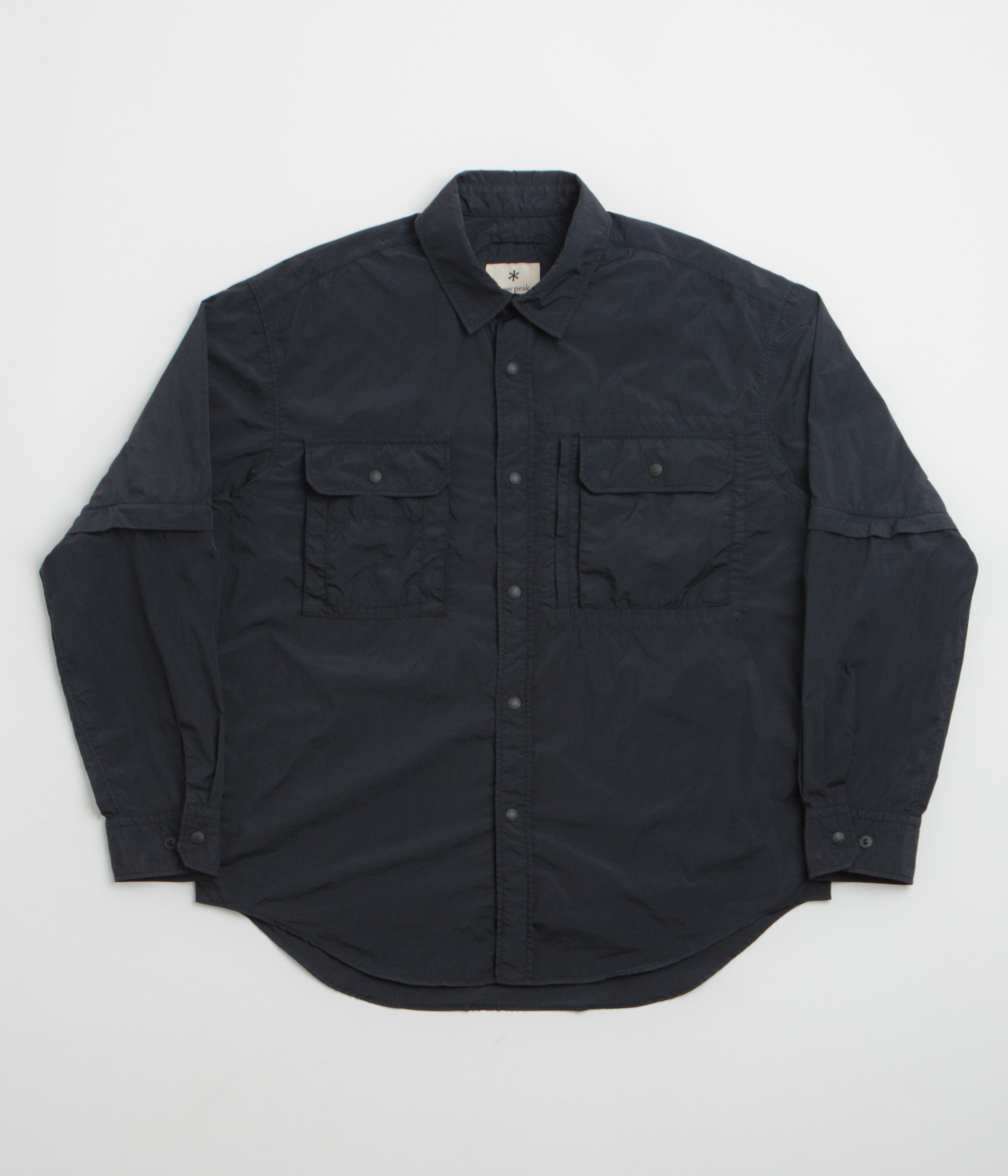 Snow Peak Garment Dyed Convertible Shirt in Black