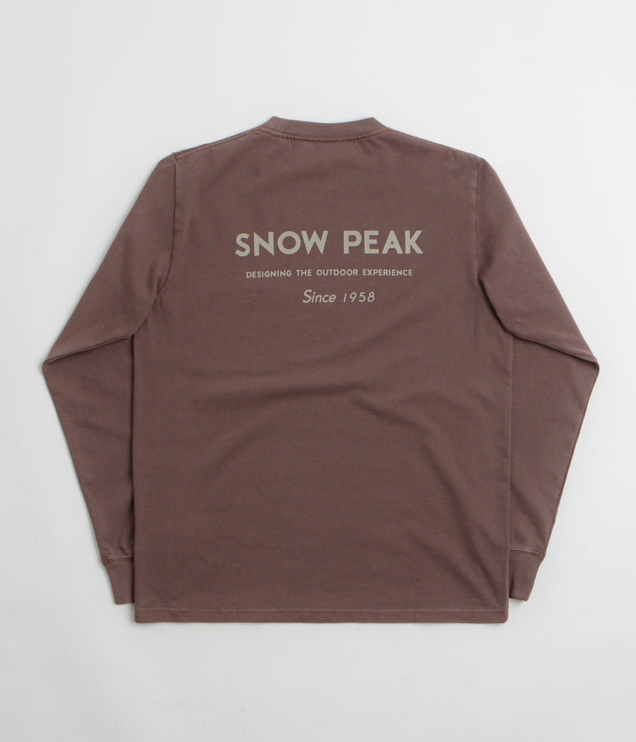 Snow Peak Garment Dyed Long Sleeve T-Shirt in Burgundy
