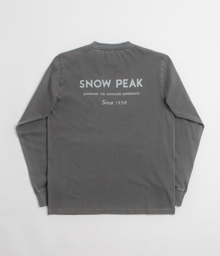Snow Peak Garment Dyed Long Sleeve T-Shirt in Charcoal