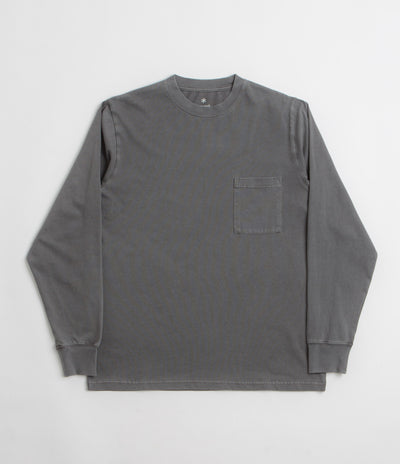 Snow Peak Garment Dyed Long Sleeve T-Shirt in Charcoal