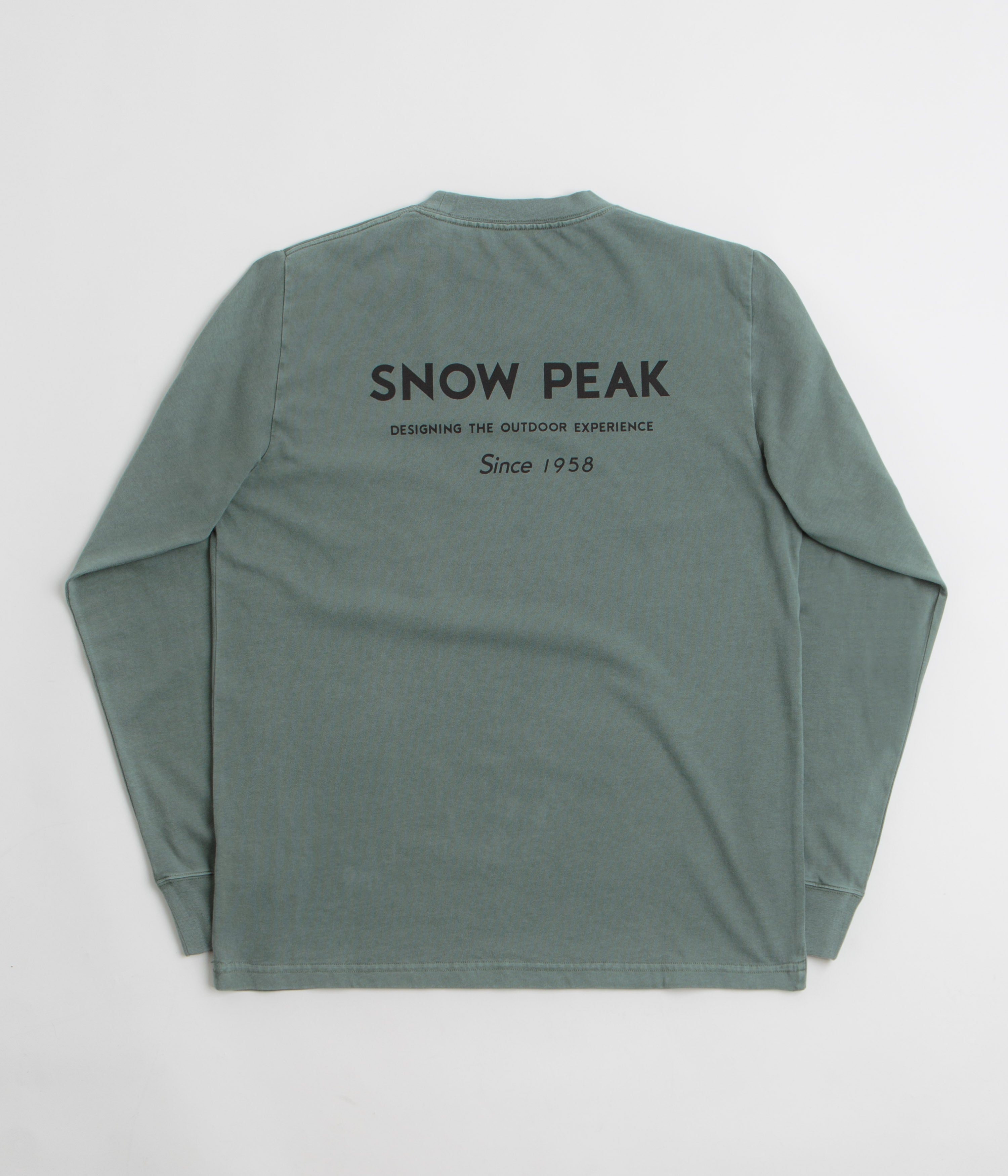 Snow Peak Garment Dyed Long Sleeve T-Shirt in Dark Green