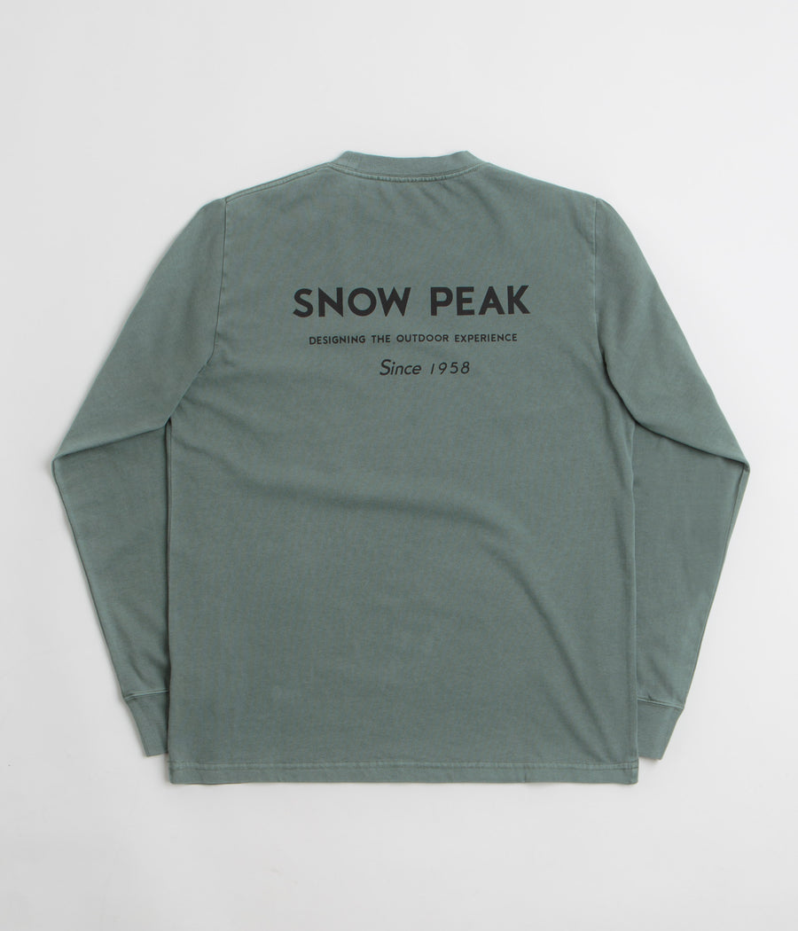 Snow Peak Garment Dyed Long Sleeve T-Shirt in Dark Green