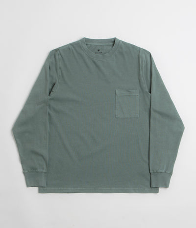 Snow Peak Garment Dyed Long Sleeve T-Shirt in Dark Green
