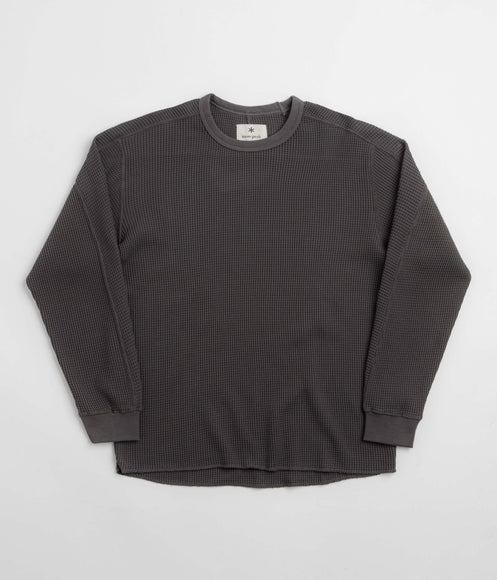 Snow Peak Heavyweight Waffle Long Sleeve T-Shirt - Charcoal