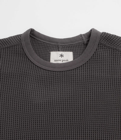 Snow Peak Heavyweight Waffle Long Sleeve T-Shirt - Charcoal