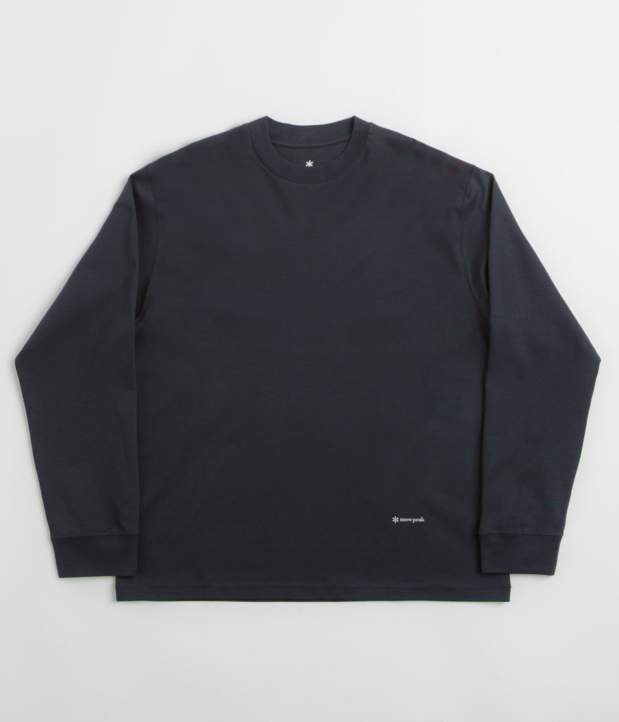 Snow Peak Organic Cotton Mercerized Long Sleeve T-Shirt in Blue Border