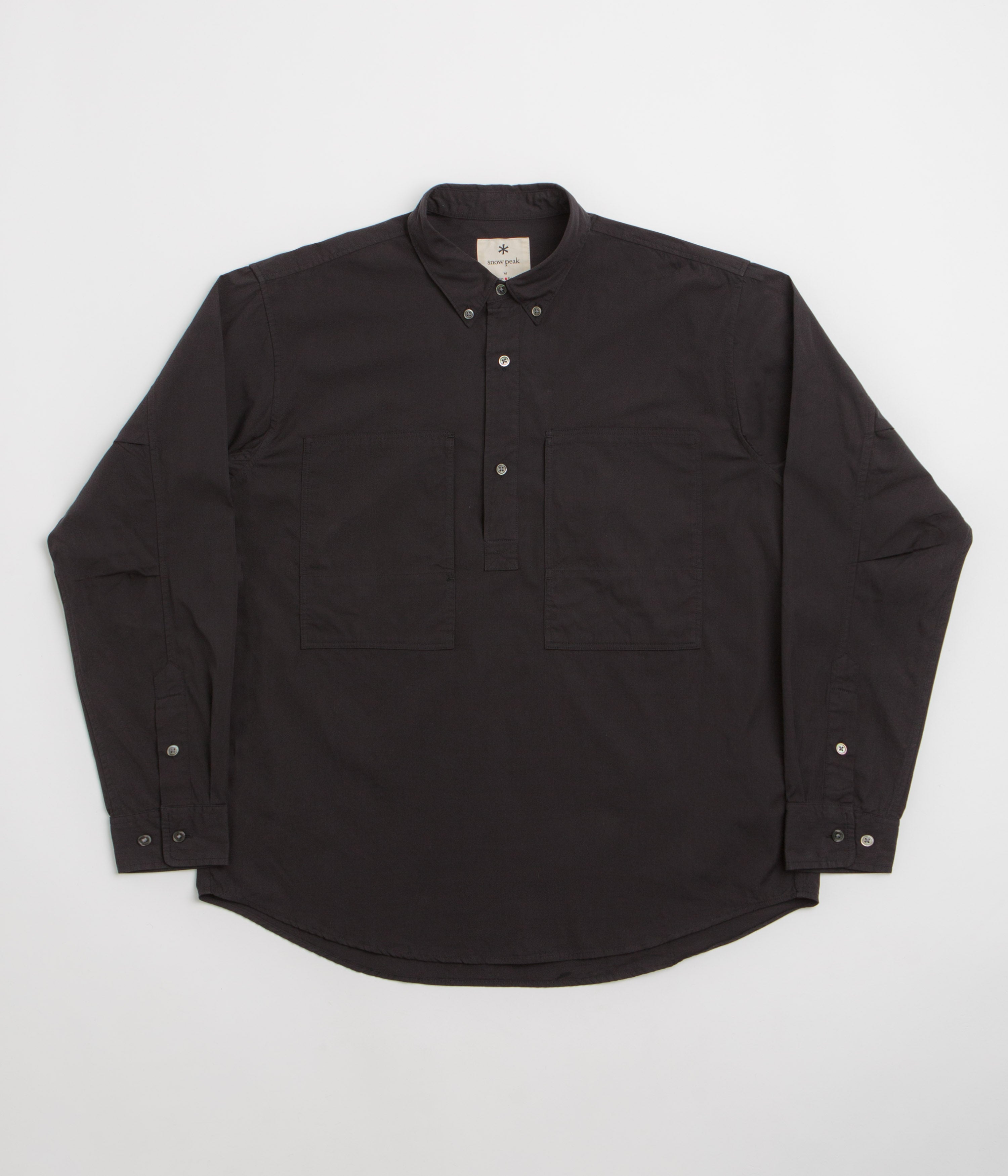 Snow Peak Organic Cotton Pullover Shirt in Black