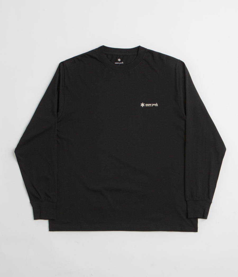 Snow Peak Soft Cotton Relaxed Logo Long Sleeve T-Shirt in Black
