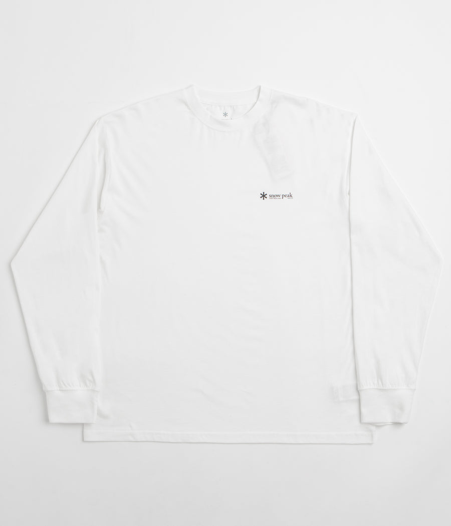 Snow Peak Soft Cotton Relaxed Logo Long Sleeve T-Shirt in Off White