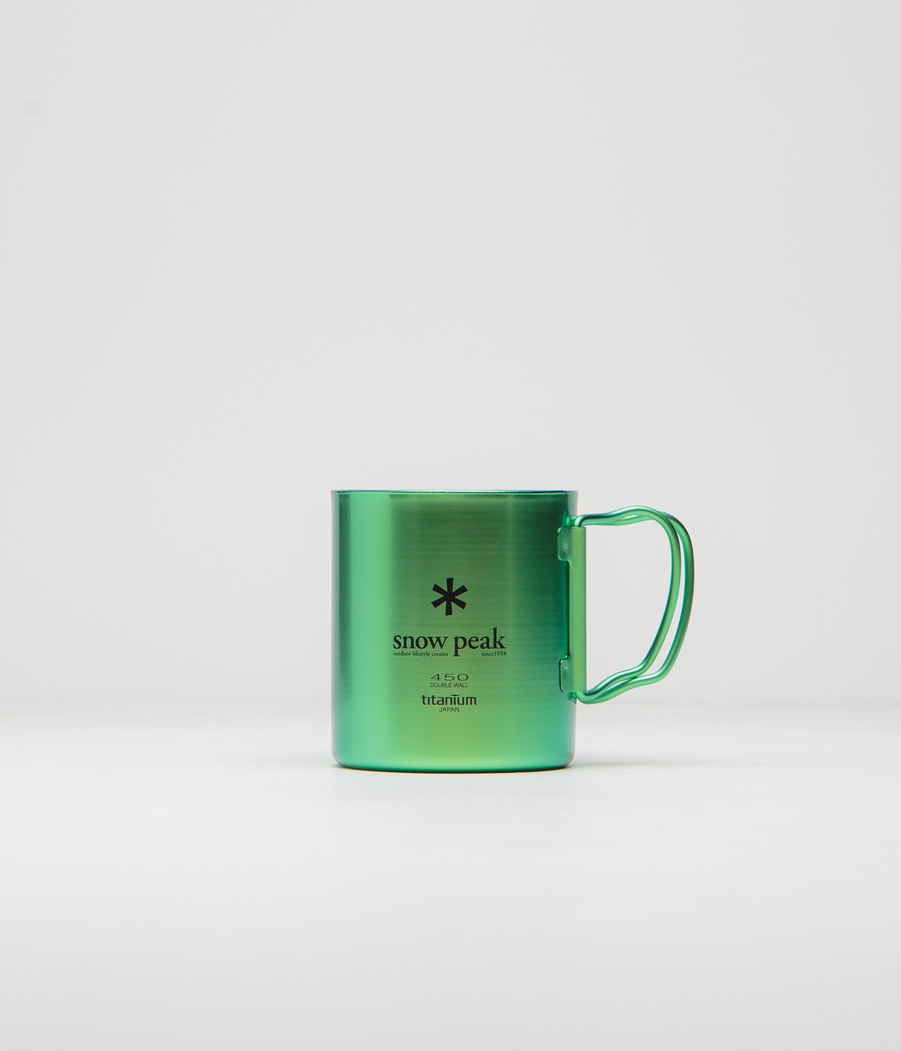 Snow Peak Titanium Double Wall 450ml Mug in Anodized Ocean Green