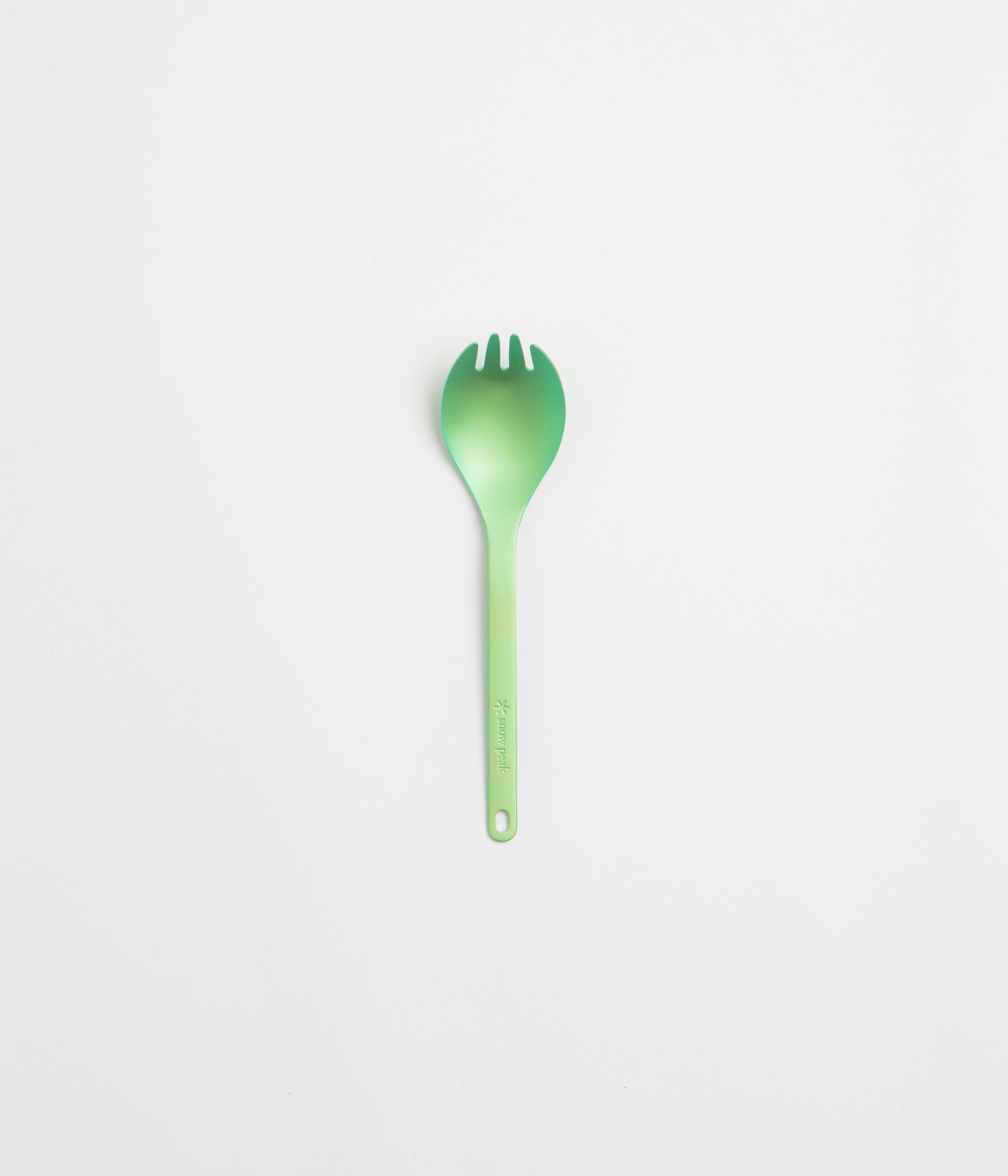 Snow Peak Titanium Spork in Green Anodized