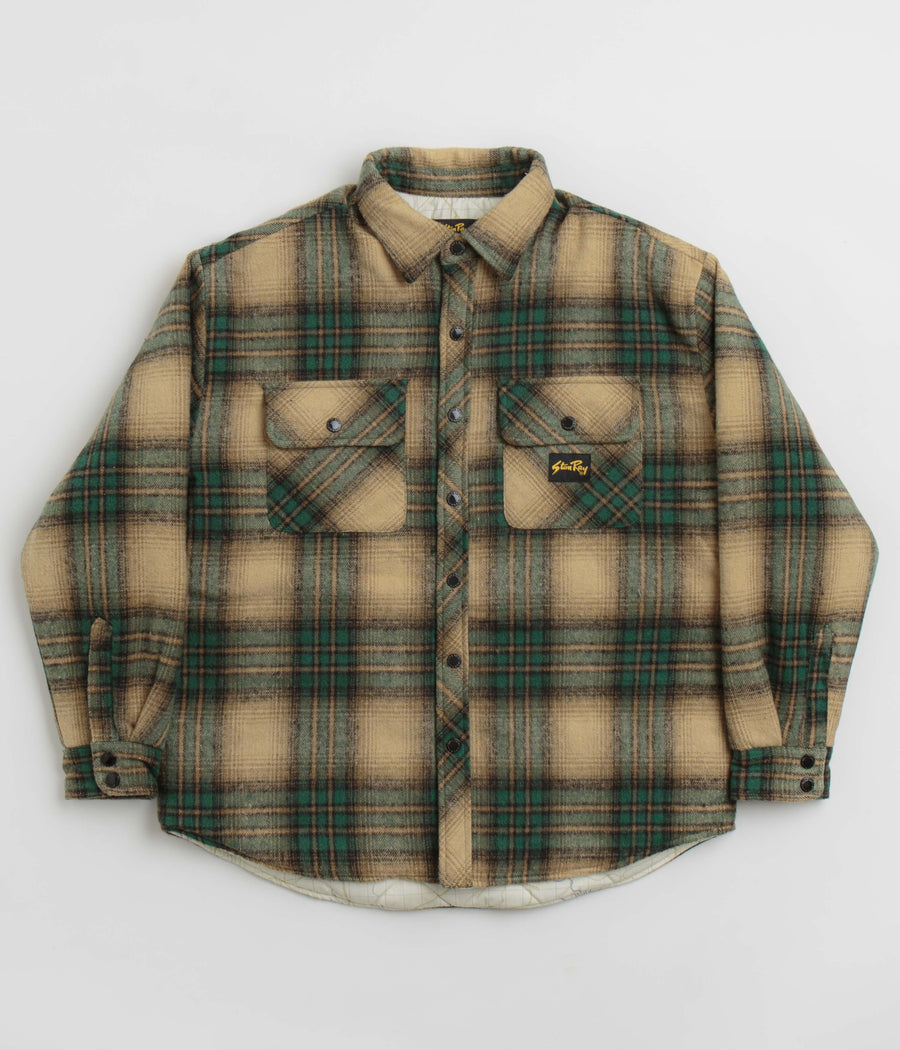 Stan Ray Quilted Plaid Overshirt in Olive Plaid