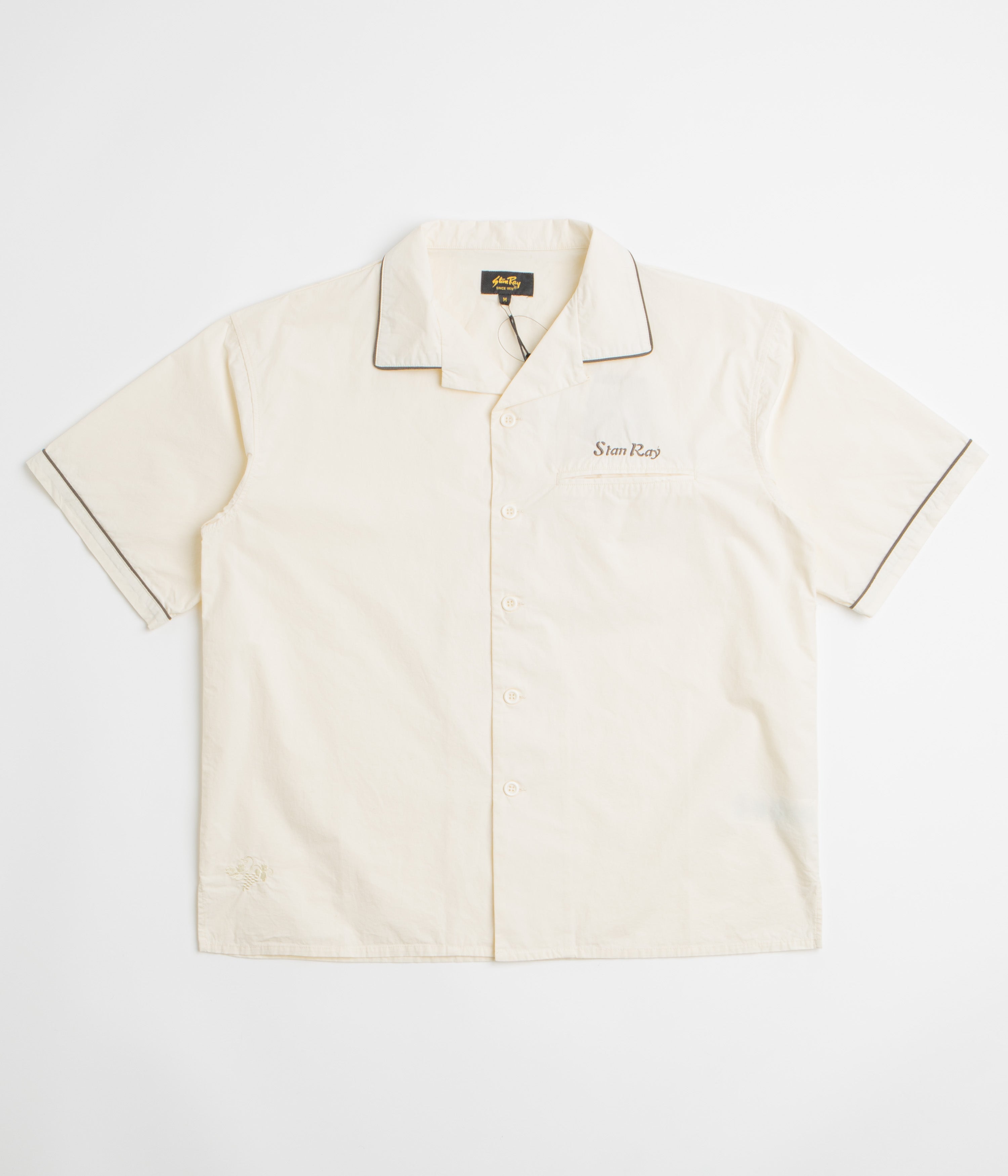 Stan Ray Short Sleeve Bowling Shirt in Natural and Matt Black
