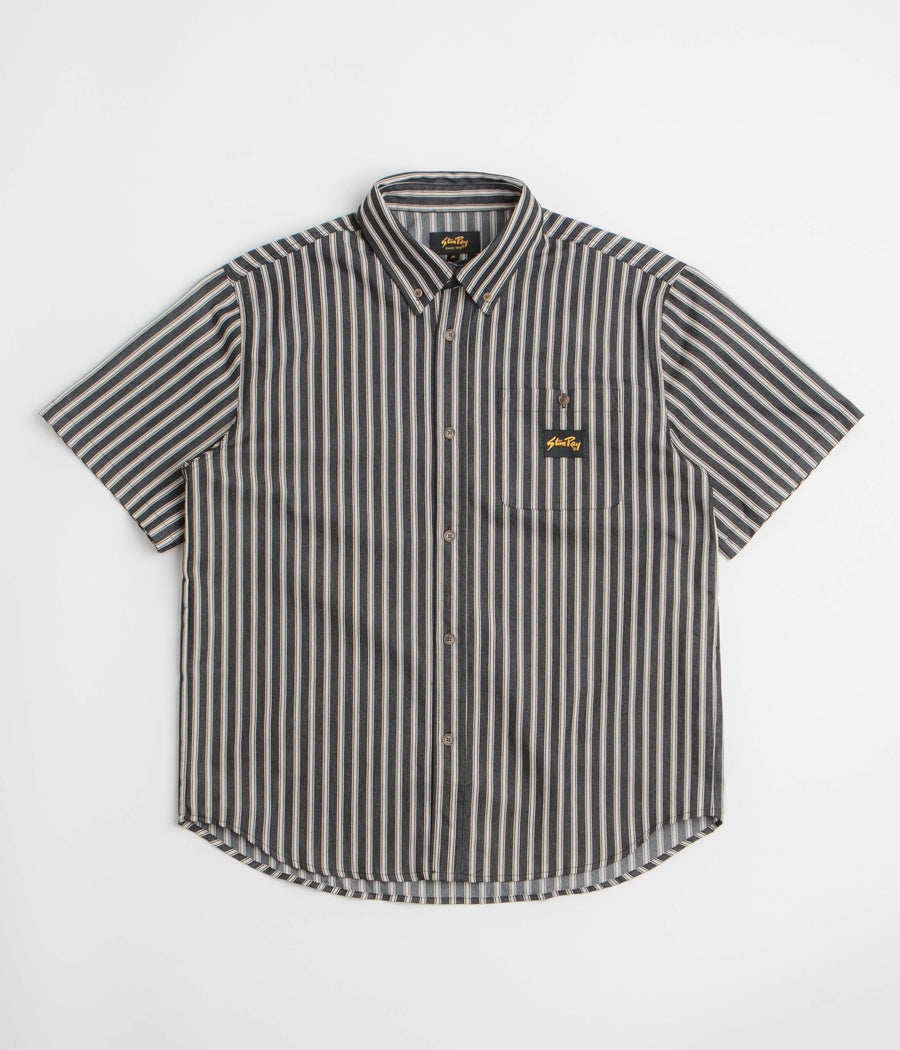 Stan Ray Short Sleeve Flannel Shirt in Charcoal Stripe