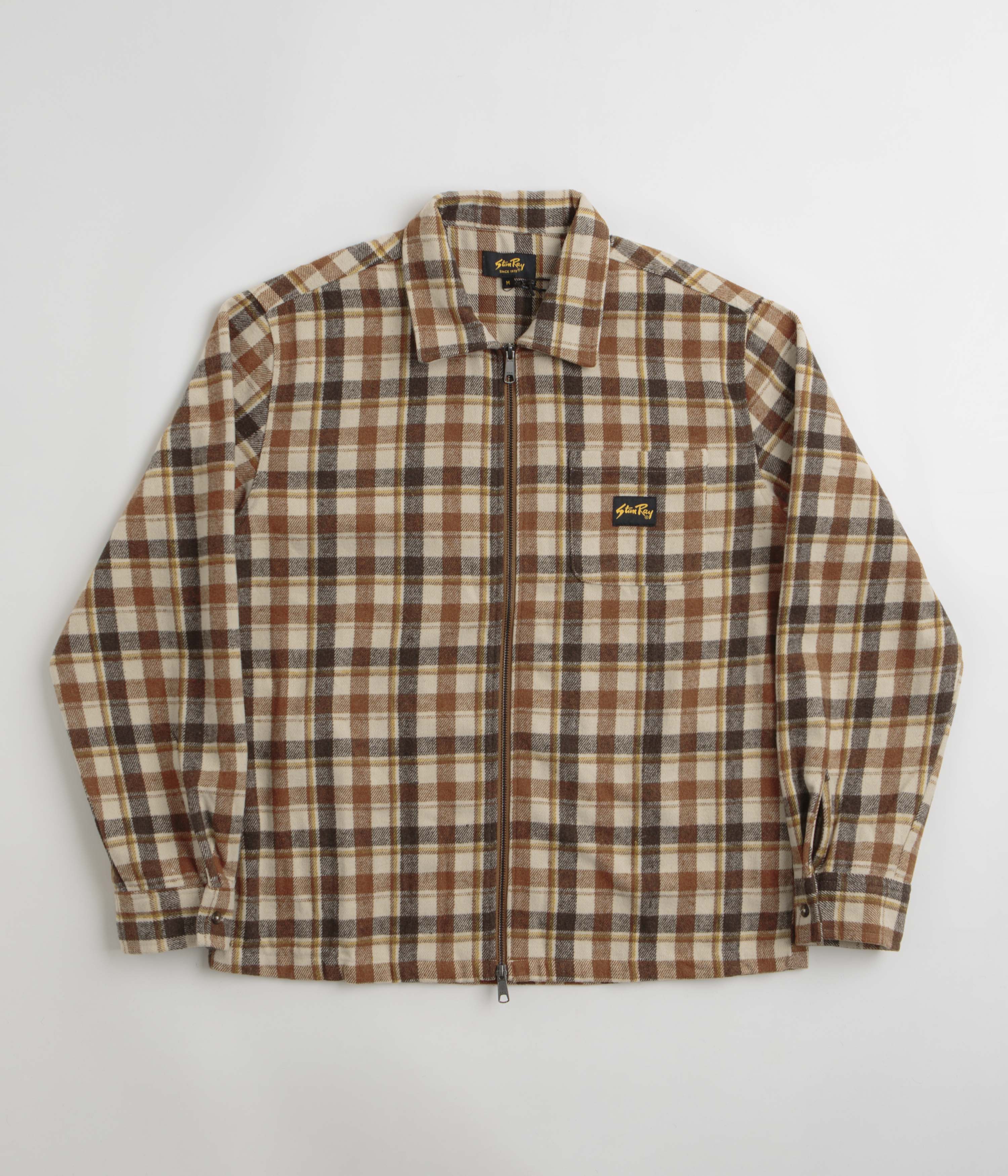 Stan Ray Zip Shirt in Tan Plaid