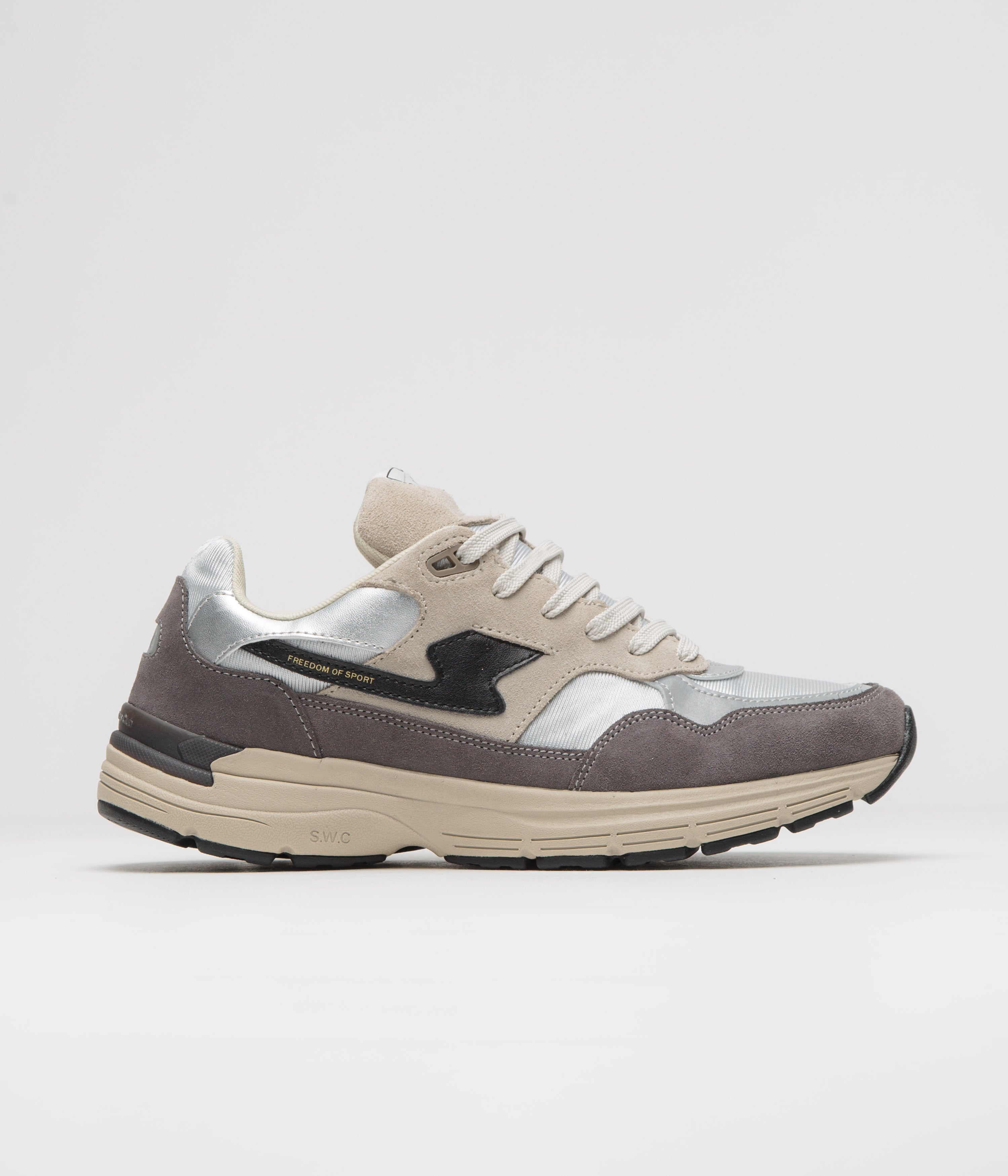 Stepney Workers Club Amiel S-Strike Suede Shoes in Silver and Smoke