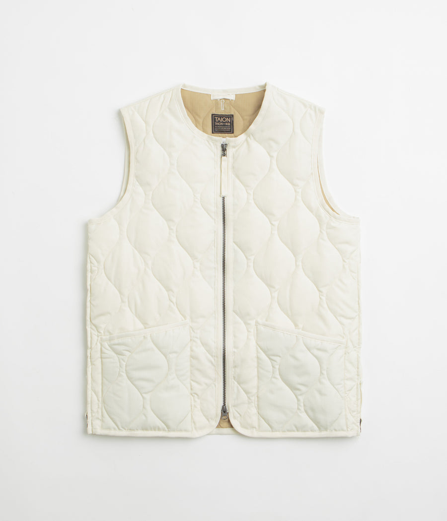 Taion Military Crewneck W-Zip Down Vest in Off White