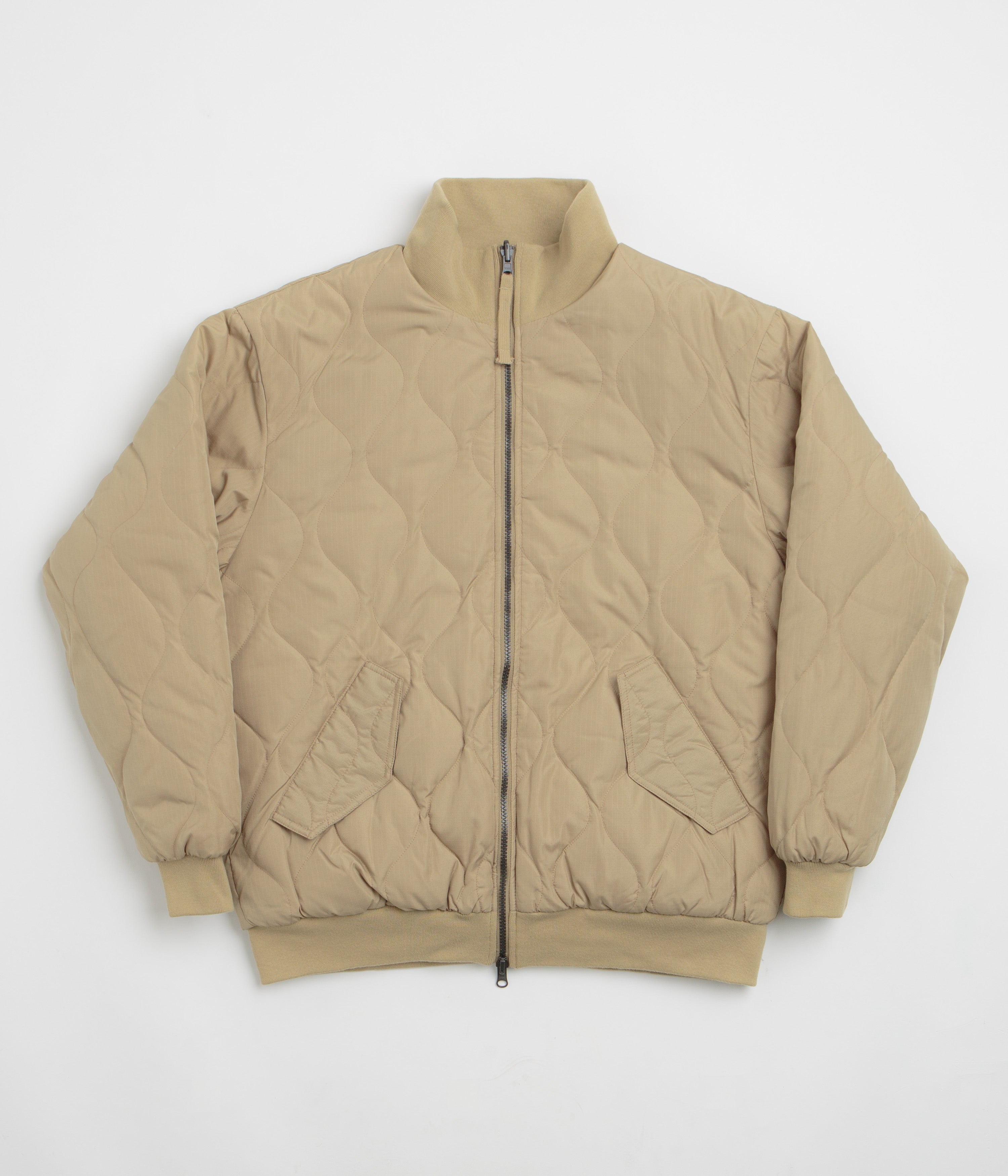 Taion Military Reversible Hi Neck Down Jacket in Coyote and Beige