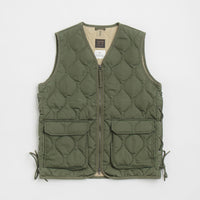 Taion Military W-Zip Lace Up V Neck Down Vest in Olive thumbnail