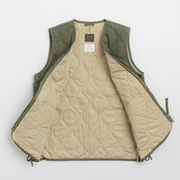Taion Military W-Zip Lace Up V Neck Down Vest in Olive thumbnail