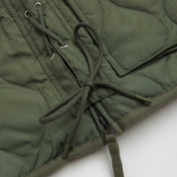 Taion Military W-Zip Lace Up V Neck Down Vest in Olive thumbnail
