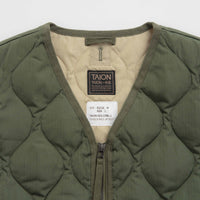 Taion Military W-Zip Lace Up V Neck Down Vest in Olive thumbnail